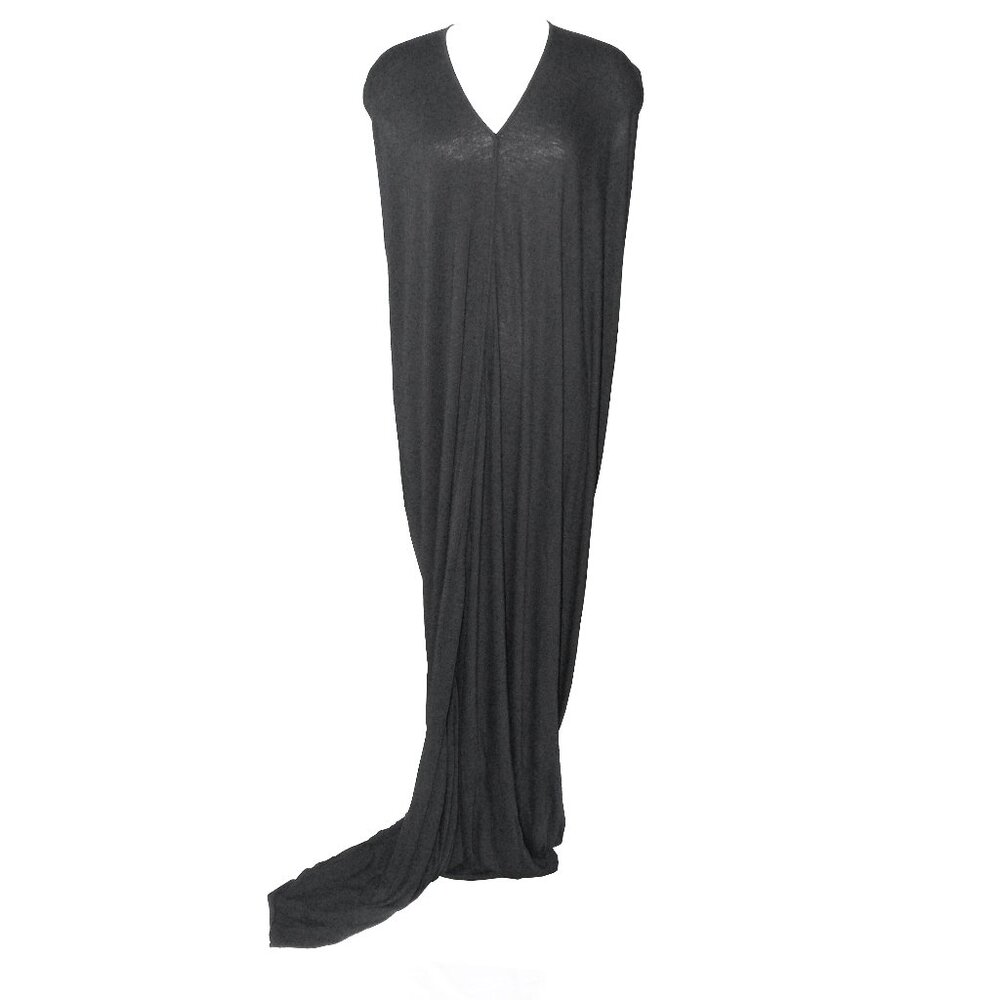 RICK OWENS LILIES BLACK MAXI DRESS VISCOSE & ANGORA WOOL BLEND KNIT SZ 40 IT